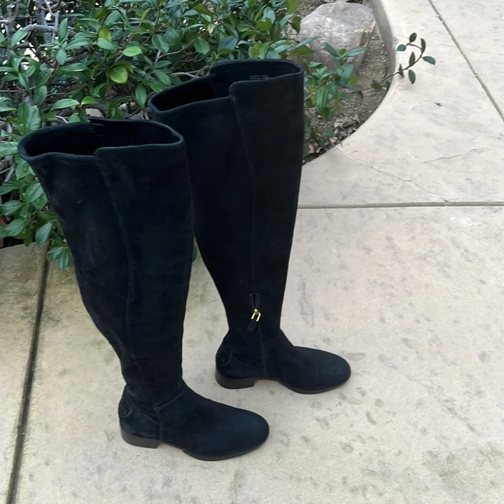 Tory Burch Thea Black Suede Over the Knee Boots Women's Size 7 New w/o box!